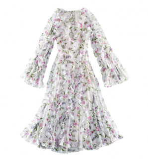 Giambattista Valli x H&M White Sheer Floral Print Dress