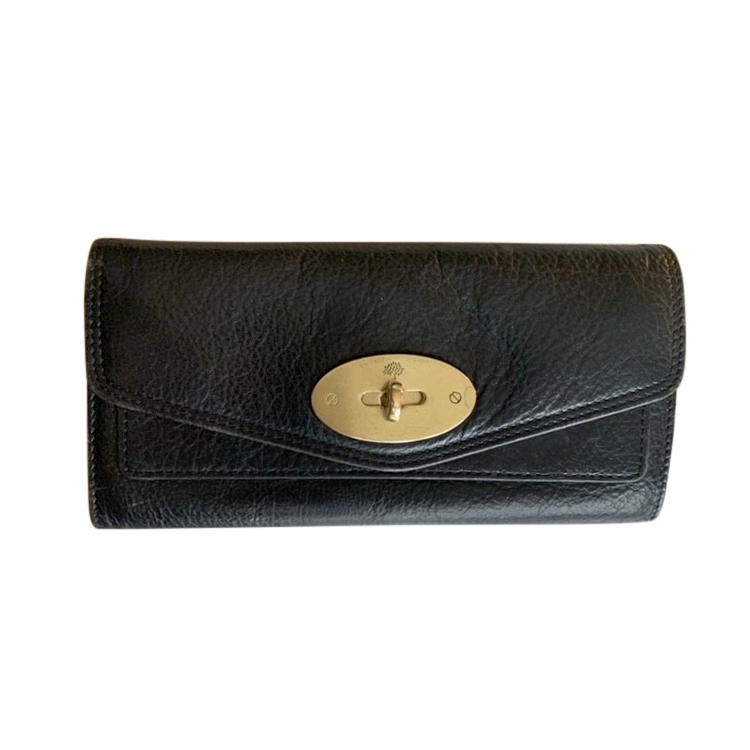 Mulberry Black Grained Leather Large Flap Wallet