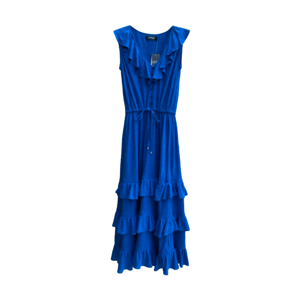 Polo Ralph Lauren Blue Frilled Midi Dress