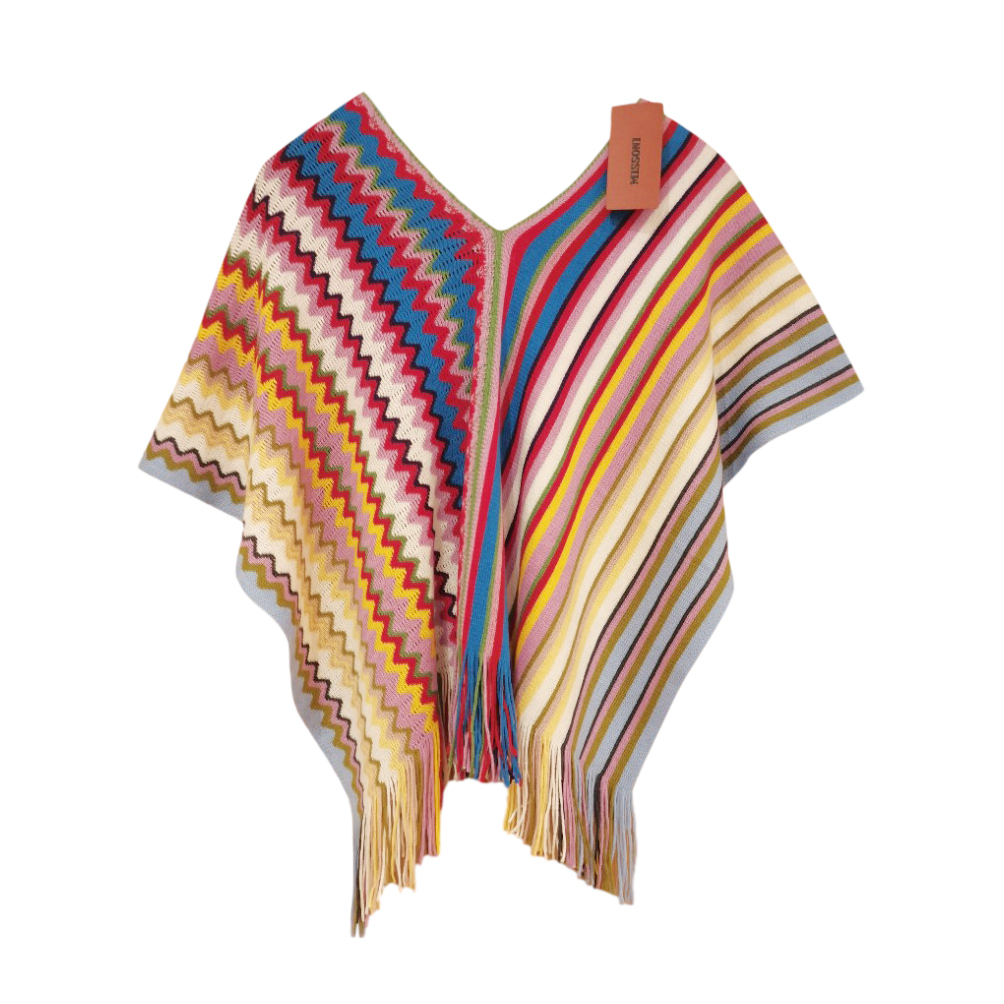 Missoni Multicoloured Zig-Zag Knit Poncho