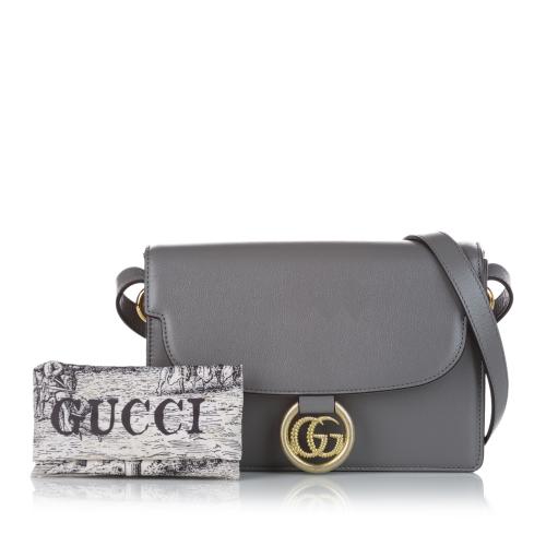 Gucci  Grey Leather GG Ring  Shoulder Bag