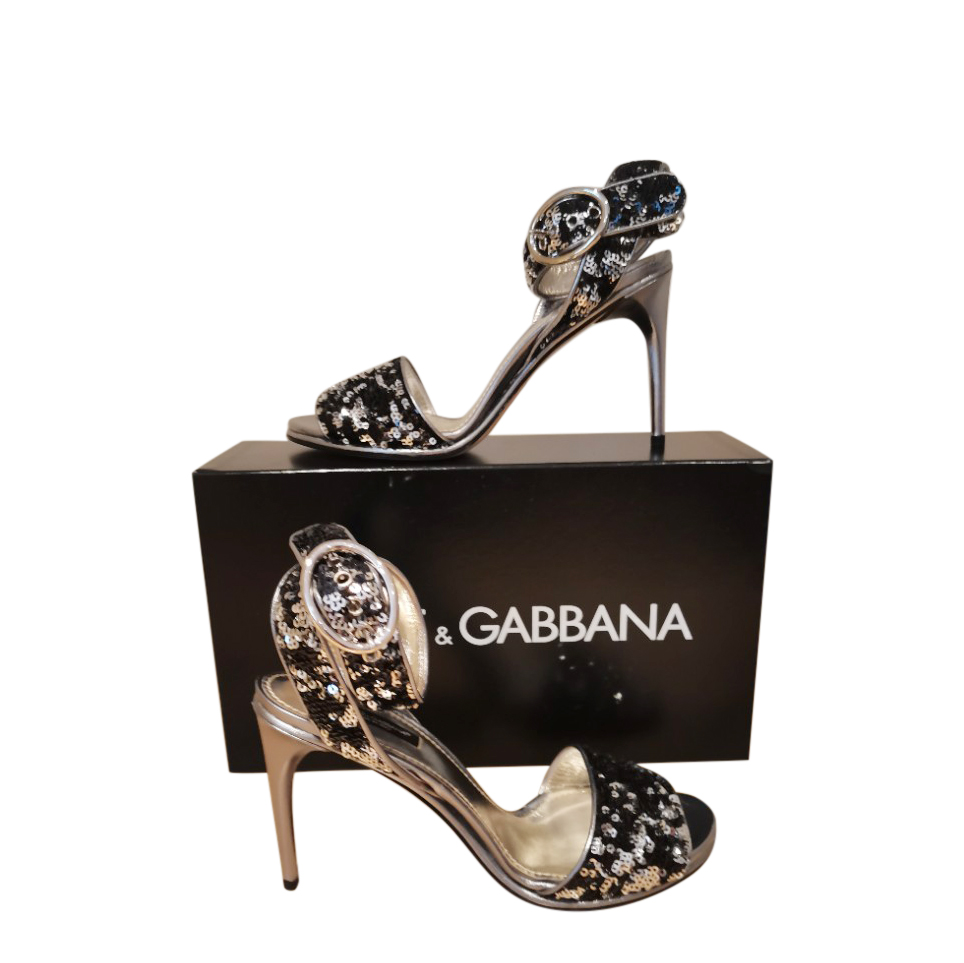 Dolce & Gabbana black sequinned sandals 