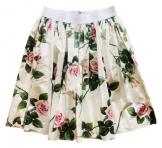 Dolce & Gabbana Tropical Rose Print Pleated Skirt