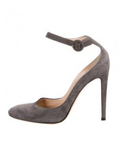 Gianvito Rossi Grey Suede Mary Jane Heeled Pumps
