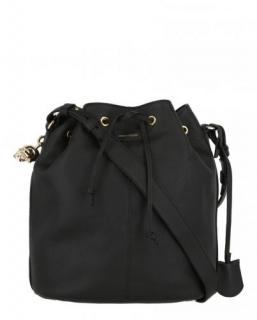 Alexander McQueen Black Leather Padlock Skull Bucket Bag