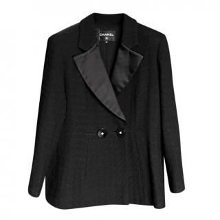 Chanel black Cosmopolite Jewelled Button Black tweed blazer