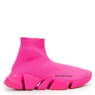 Balenciaga Neon Pink Stretch Knit Sock Sneakers