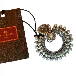 Etro Crystal & Pearls Embellished Brooch