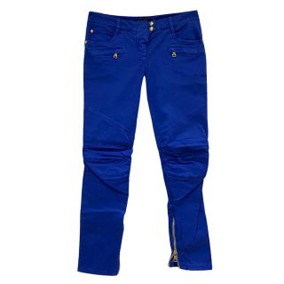 Balmain Blue Low Rise Biker Jeans