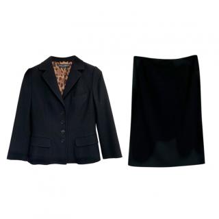 Dolce & Gabbana Black Wool Single Breast Skirt Suit