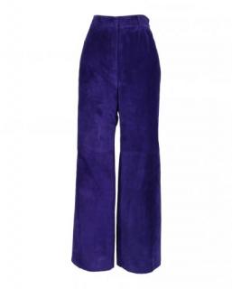 Salvatore Ferragamo Purple Suede Flared Trousers