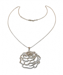 Fei Lui Rose Cubic Zirconia & Rhodium Plated Pendant Necklace