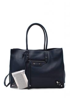 Balenciaga Navy Blue Papier B4 Zip Around Bag