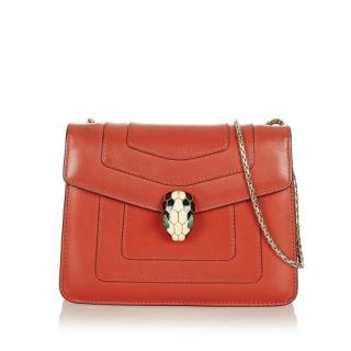 Bvlgari Red Leather Serpenti Forever Leather Bag