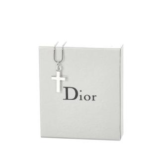 Christian Dior Vintage Silver-Tone Cross Pendant Necklace