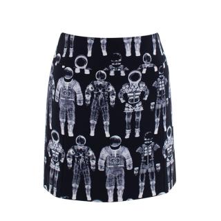 Chanel Ground Control Black & White Astronaut Printed Mini Skirt