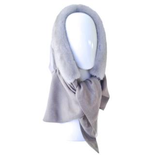 FurbySD Grey Mink & Wool Self-Tie Hood