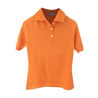 Loro Piana Orange Waffle-Knit Polo Shirt