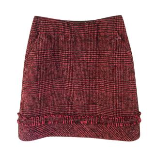 MaxMara Pink & Black Plaid Tweed Skirt