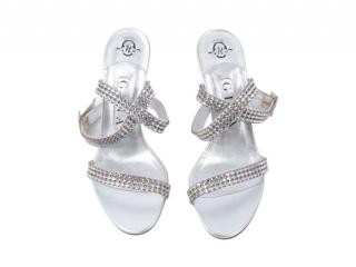 Gina Crystal Embellished Silver Wrap Sandals