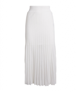 Balmain White Pleated Midi Skirt