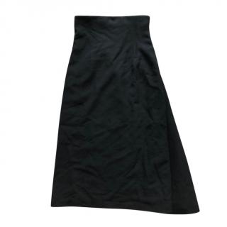 Alexander McQueen Black Grain de Poudre Wool Asymmetric Skirt