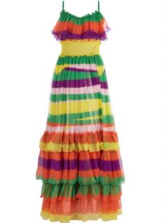 Dolce & Gabbana Multicoloured Tiered Ruffled Gown