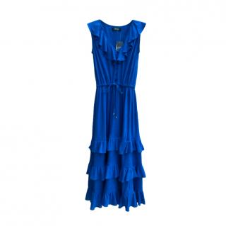 Polo Ralph Lauren Blue Frilled Midi Dress