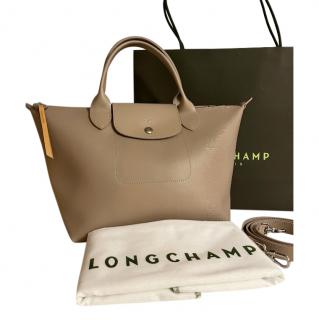 Longchamp Beige Leather Le Pliage Tote Bag