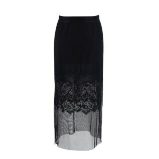 Dolce & Gabbana Black Mesh and Lace Pencil Skirt 
