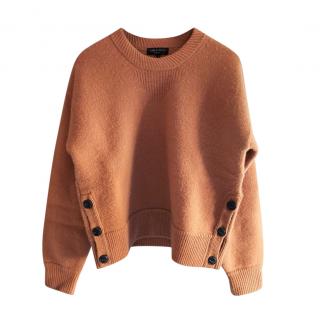Rag & Bone Orange Button Detail Merino Wool Knitted Jumper