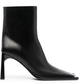 Balenciaga Square Toe Black Leather Ankle Boots