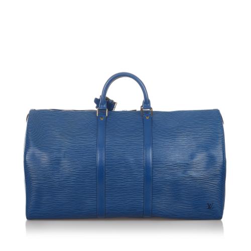 Louis Vuitton Blue Epi LEather Keepall 55 Travel Bag