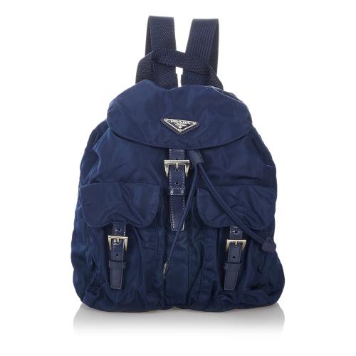 Prada Blue Tessuto Nylon Drawstring Backpack