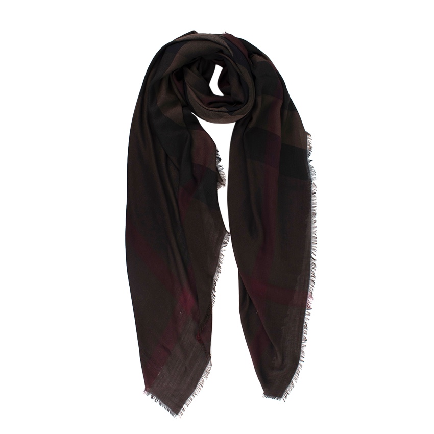 Burberry Brown House Check Cashmere Stole Scarf