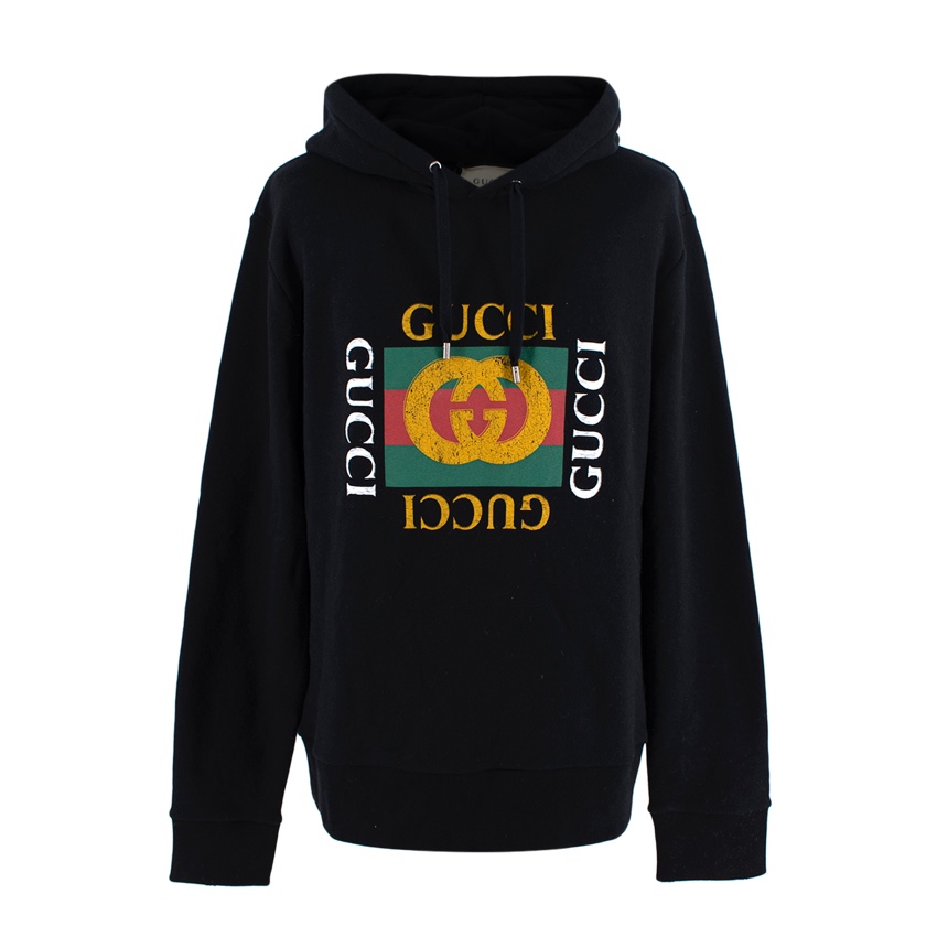 Gucci Black Jersey Oversize Logo Hoodie