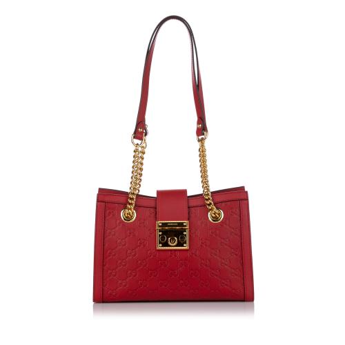 Gucci Red Guccissima Leather Padlock Bag