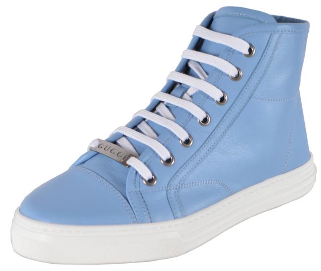 Gucci Pale Blue Leather High Top Trainers