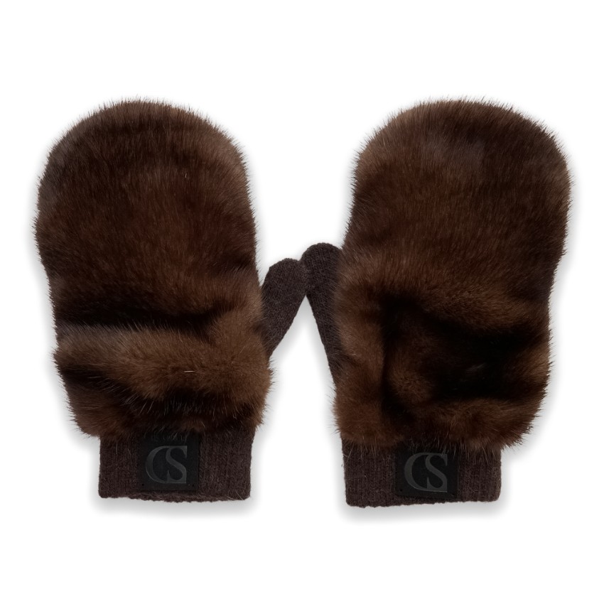 FurbySD Brown Mink & Wool-Cashmere Mittens