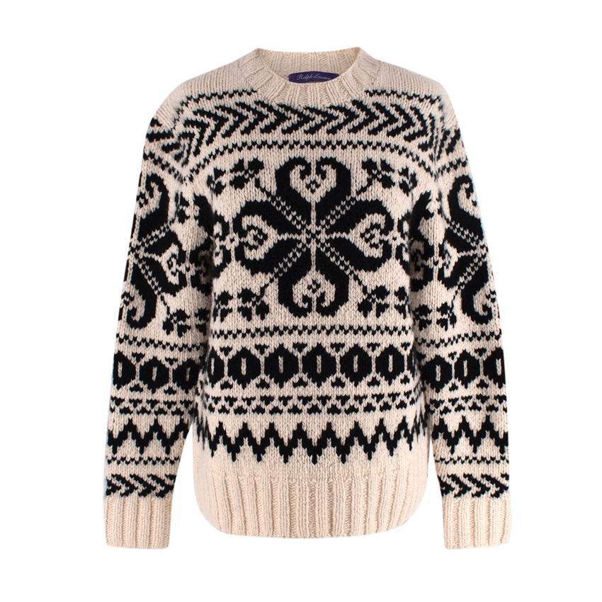 Ralph Lauren Purple Label Black & Cream Fairisle Knitted Sweater