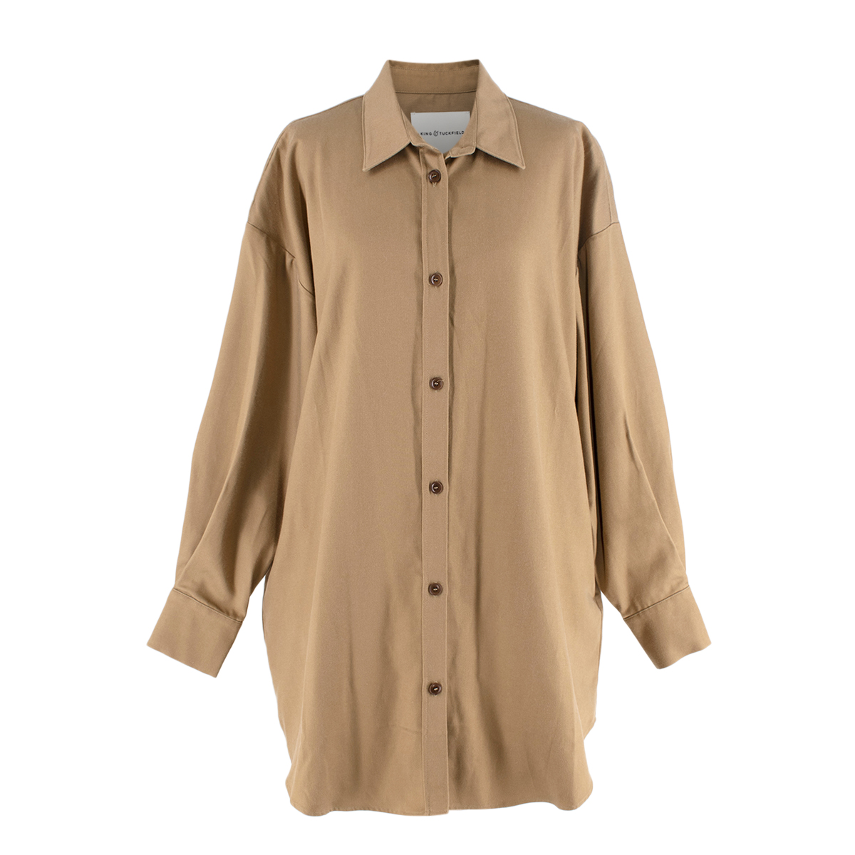 King & Tuckfield Nut Brown Cotton Blend Oversized Shirt Dress