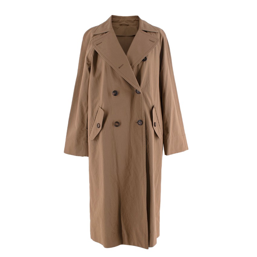 Brunello Cucinelli Light Brown Gabardine Double-Breasted Trench Coat 