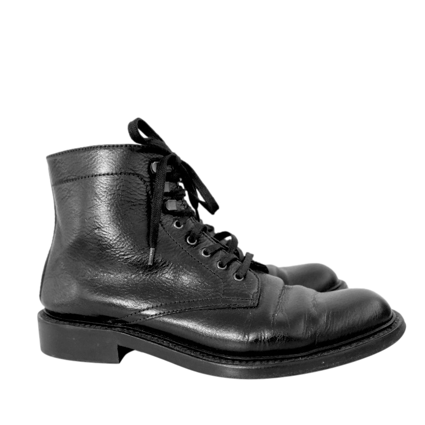 Saint Laurent Black Leather Army Boots