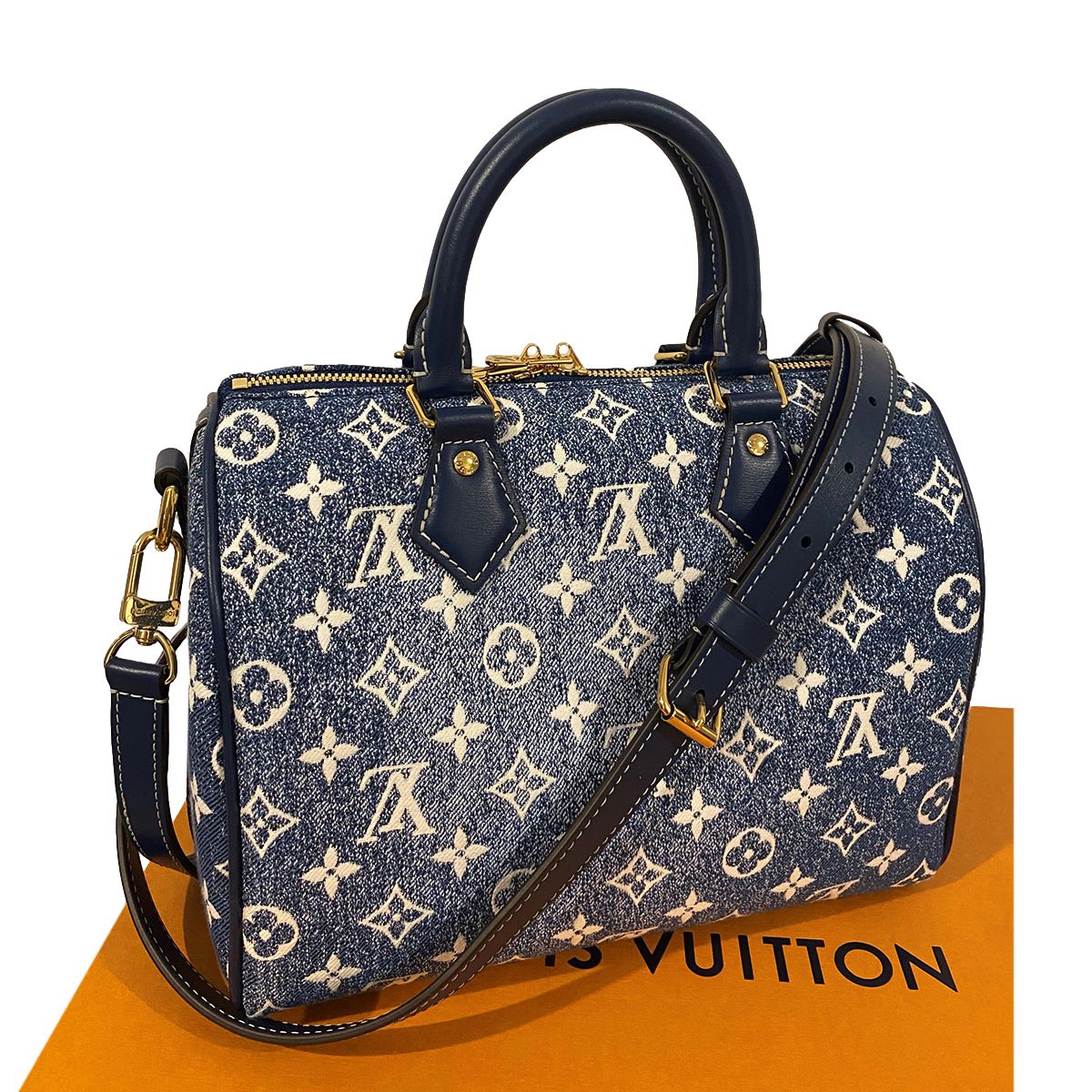 Louis Vuitton Denim Monogram Speedy Bandouliere 25 Bag
