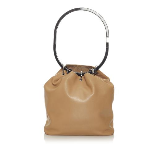 Gucci Vintage Beige Leather Hoop Handle Bag
