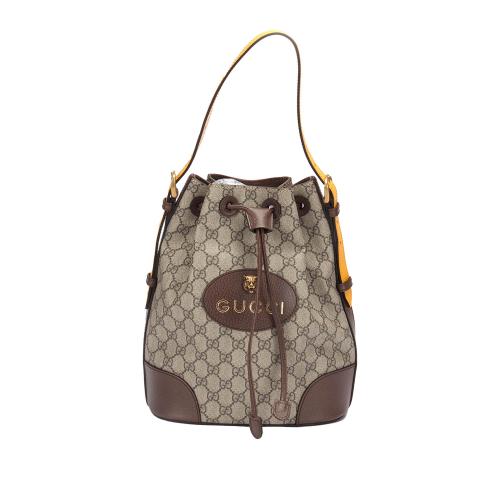 Gucci Neo GG Supreme Canvas Bucket Bag with Web Strap