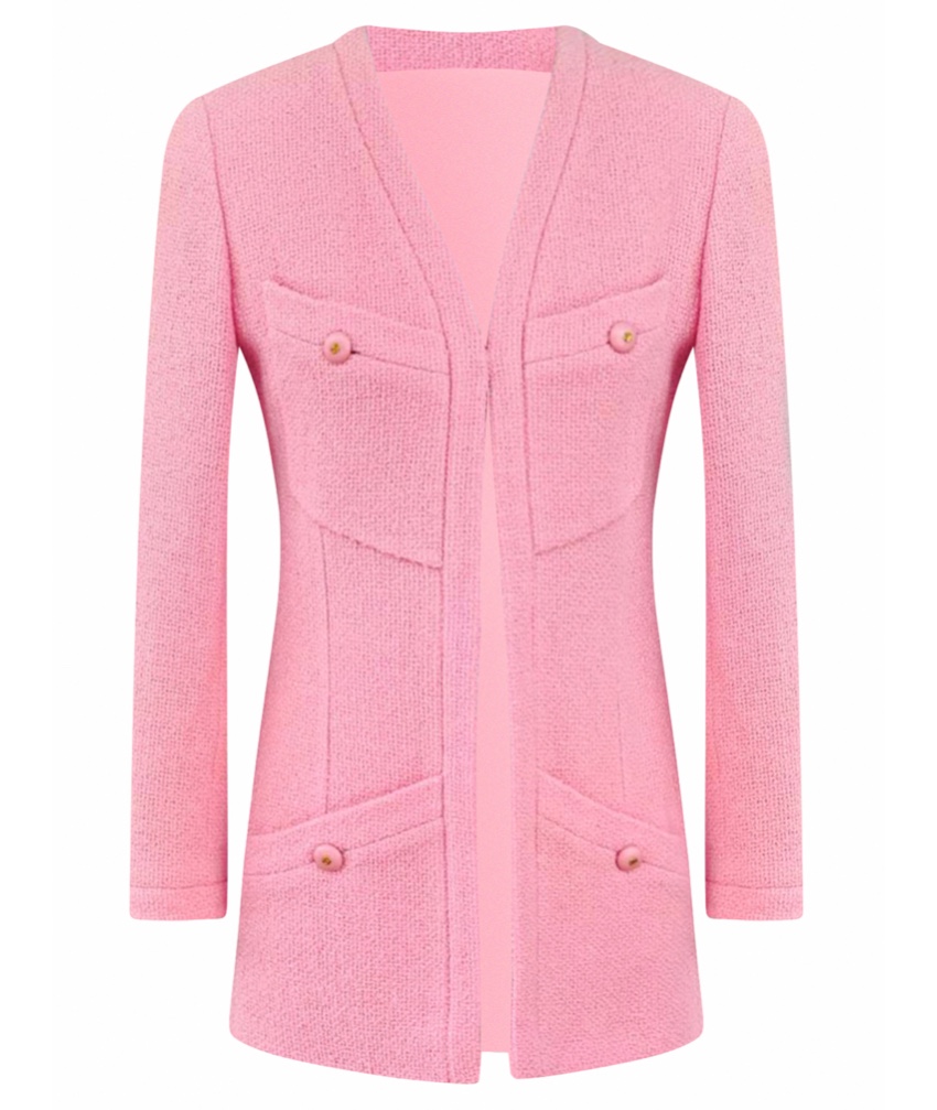 Chanel Vintage Bright Pink Boucle Longline Jacket