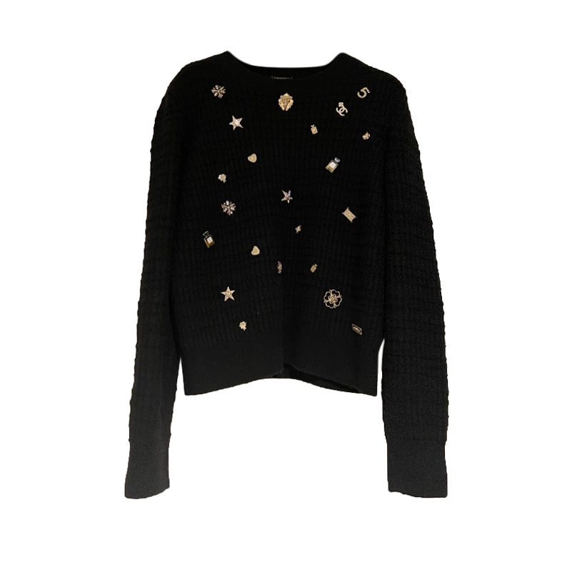 Chanel Coco Neige Black Cashmere Lucky Charms Sweater