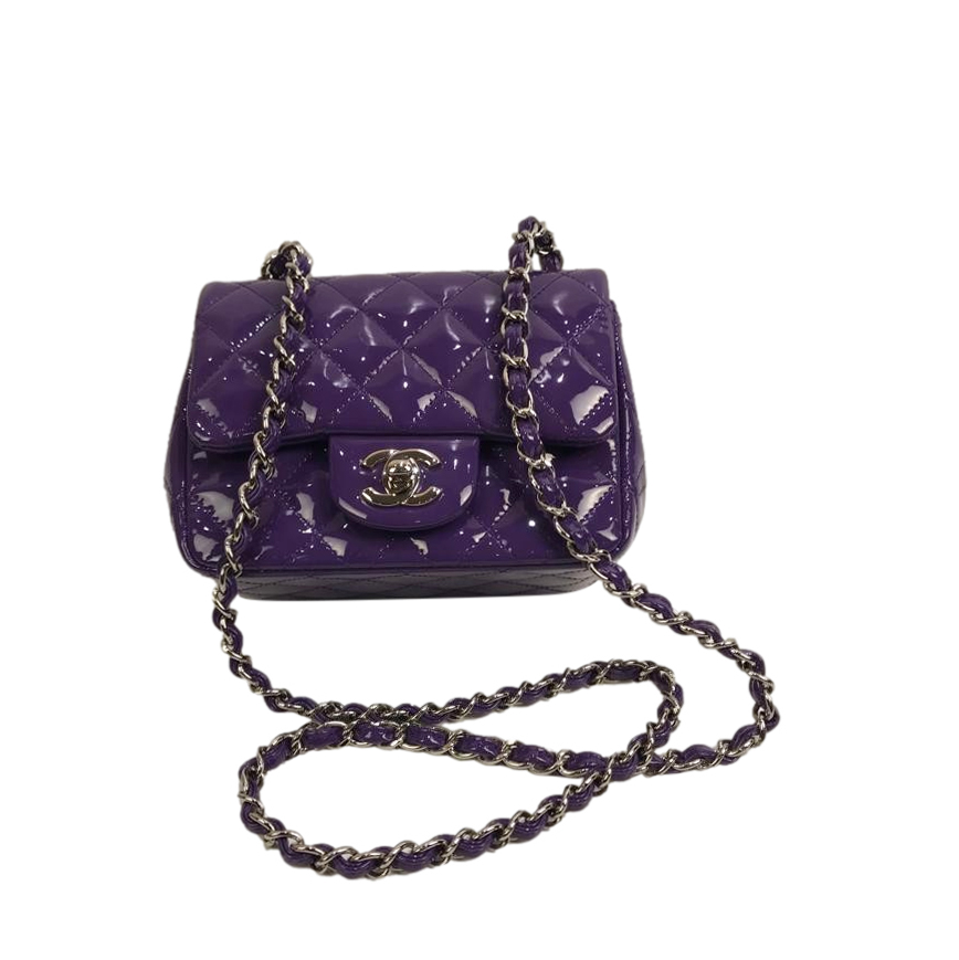 Chanel Purple Patent Leather Mini Flap Bag