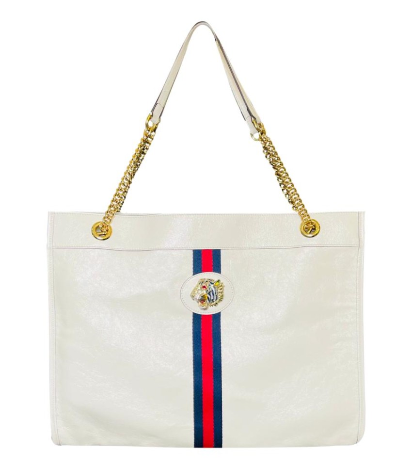 Gucci large cream Rajah Leather Shopper Bag 